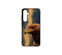 Coque S24 FE bois silicone aigle royal de protection oiseau telephone orage animal housse rapace unique eclair souple pour Samsung galaxy