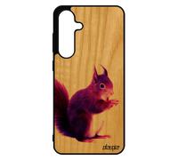 Coque S24 Fe En Bois Silicone Ecureuil Dessin Design Violet Peinture Animal Animaux Case Foret Noir Mignon Rigide De Pour Samsung Galaxy