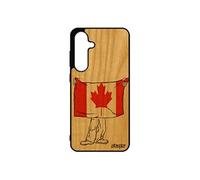 Coque S24 FE en vrai bois silicone drapeau canada canadien coupe du monde souple foot noir jo 4G de pour Samsung galaxy
