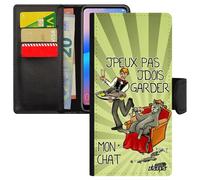 Coque S24+ Plus Porte Cartes J'peux Pas J'dois Garder Mon Chat De Protection Flip Case Bd Chaton Mobile Animal Texte Samsung Galaxy