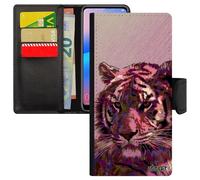 Coque S24+ Plus Portefeuille Tigre Texture Rose Tigresse Sauvage Pu Multicolore Housse Animal Animaux Made In France Samsung Galaxy