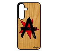 Coque S25 Bois Silicone Anarchie Rock Etoile Noire Case Ni Dieu Ni Maitre Revolution Peinture Logo De Made In France Pour Samsung Galaxy