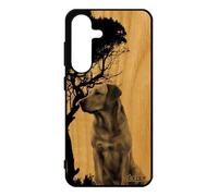 Coque S25 Bois Silicone Chien Design Telephone Nature Animal Labrador Golden Retriever Housse Chiot Dessin Arbre Gris Pour Samsung Galaxy