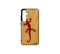 Coque S25 en bois silicone salamandre dessin antichoc Rouge animaux pas cher de protection peinture lezard homme pour Samsung galaxy
