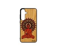 Coque S25+ Plus bois silicone bouddha pas cher rosace 4G tibet Marron hindou yoga image pochoir fantaisie SM-S936B/DS pour Samsung galaxy