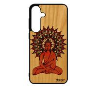 Coque S25+ Plus Bois Silicone Bouddha Pas Cher Rosace 4g Tibet Marron Hindou Yoga Image Pochoir Fantaisie Sm-S936b/Ds Pour Samsung Galaxy
