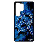 Coque S25 Ultra Silicone Anarchie Tag Gothique Unique Graphique Bleu Street Art Antichoc De Protection Tague Artiste Pour Samsung Galaxy