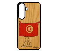 Coque S26+ Plus en Bois Silicone Drapeau Tunisie Tunisien Can Coupe du Monde jo Housse Coupe d'afrique Foot SM-S947E pour Samsung Galaxy