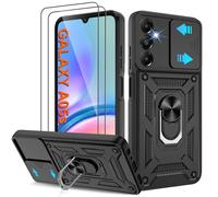 Coque Samsung A05S (Pas A05) - Housse Militaire Antichoc [2 HD TPU Film + Anneau] - Protection 360° PC Dur & Gel Silicone TPU - Étui pour Samsung Galaxy A05S - Résistance Chocs, Chutes,Noir