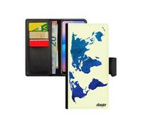 Coque Samsung A31 simili cuir rabat Carte monde atlas globe original housse planete bleu smartphone à clapet terre telephone galaxy