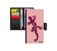 Coque Samsung A40 en simili cuir portefeuille salamandre boheme Rose amour esprit du feu triton azteque animal rigide lezard galaxy