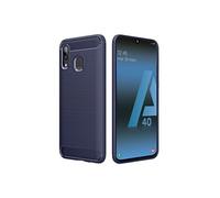 - Coque Samsung A40 Galaxy SM-A405F Housse Etui Gel Motif Fibre Carbone Luxe Flex TPU Premium, Bleu Foncé [Dimensions PRECISES Smartphone : 144.3 x