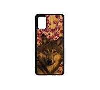 Coque Samsung A71 bois silicone loup animaux mobile noir lupus louve rose plante alpha design predateur animal made in France galaxy