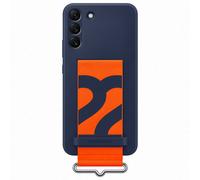 Coque en silicone avec laniere pour Samsung Galaxy S22+ Bleu marine
