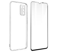 Coque Samsung Galaxy A02s Silicone Souple Verre Trempé Transparent Noir