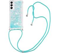 Coque Samsung Galaxy A05s Paillettes Liquides Brillantes Tpu Transparente Avec Lanière Tour De Cou Réglable 1,5 M