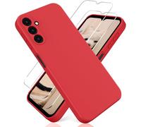 Coque Samsung Galaxy A15 2 verres trempés housse silicone liquide - Rouge