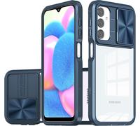 Coque Samsung Galaxy A15 5g - Protection Antichoc Mince En Silicone, Dos Transparent, Couvre-Objectif Coulissant Et Pare-Chocs, Bleu