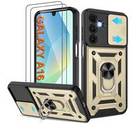 Coque Samsung Galaxy A16/A 16 4G/5G - Housse Militaire Antichoc [2 HD TPU Film + Anneau] - Protection 360° PC Dur & Gel Silicone TPU - Étui pour Galaxy A16 - Résistance Chocs, Chutes,Or