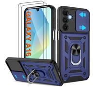 Coque Samsung Galaxy A16/A 16 4G/5G - Housse Militaire Antichoc [2 HD TPU Film + Anneau] - Protection 360° PC Dur & Gel Silicone TPU - Étui pour Galaxy A16 - Résistance Chocs, Chutes,Bleu