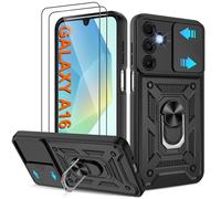 Coque Samsung Galaxy A16/A 16 4G/5G - Housse Militaire Antichoc [2 HD TPU Film + Anneau] - Protection 360° PC Dur & Gel Silicone TPU - Étui pour Galaxy A16 - Résistance Chocs, Chutes,Noir