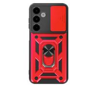 Coque Samsung Galaxy A17 Bague magnétique avec Cache caméra coulissante - Mayaxess Rouge Mayaxess