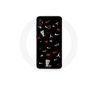 Coque Samsung Galaxy A20e nike jordan blanc rouge fond noir