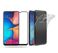 Coque SAMSUNG GALAXY A20e + Verre Trempé 4D,Protection Ecran Vitre Film Couverture Complète -iPOMCASE