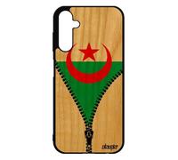 Coque Samsung Galaxy A25 5g Vrai Bois Silicone Drapeau Algerie Algerien Foot Coupe D'afrique Mobile Football Antichoc Original Can