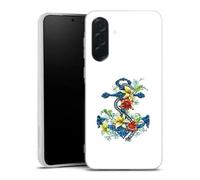 Coque Samsung Galaxy A27 5G ancre bleu avec illustration de lis du jour Housse silicone, antichocs, protection optimale - Motif fl