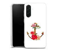 Coque Samsung Galaxy A27 5G ancre florale fleurs roses et rouges Housse silicone, antichocs, protection optimale - Motif floral