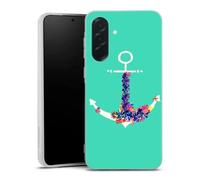 Coque Samsung Galaxy A27 5G ancre florale turquoise Housse silicone, antichocs, protection optimale - Motif floral