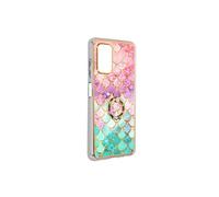 Coque pour Samsung Galaxy A32 5G Bi-matière avec Bague de Maintien à Strass Effet Bijou Motif Ecaille Multicolore