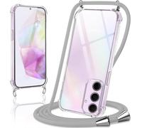 Coque Samsung Galaxy A35 5g 6,6'' Transparente En Tpu Souple Avec Lanière Cordon Réglable Gris - Housse Antichoc