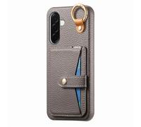 COQUE Samsung Galaxy A37 avec Crochet, Support, Anti-Choc Téléphone Housse avec Miroir intégré, Texture Cuir Étui Protecteur Slim pour Samsung Galaxy A37-Gris