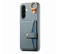 COQUE Samsung Galaxy A37 avec Crochet, Support, Anti-Choc Téléphone Housse avec Miroir intégré, Texture Cuir Étui Protecteur Slim pour Samsung Galaxy A37-Bleu