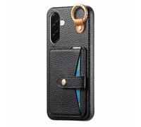 COQUE Samsung Galaxy A37 avec Crochet, Support, Anti-Choc Téléphone Housse avec Miroir intégré, Texture Cuir Étui Protecteur Slim pour Samsung Galaxy A37-Noir