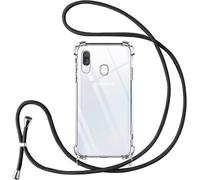 Coque Samsung Galaxy A40 Avec Dragonne Collier 150 Cm ¿ Bumper Tpu+Pc Transparent Anti¿Choc Antirayures, Sangle Réglable Main¿Libre