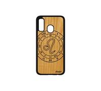 Coque Samsung Galaxy A40 en bois silicone Signe astrologique lion SM-A405FN Noir du zodiaque horoscope galaxie horloge rigide avenir