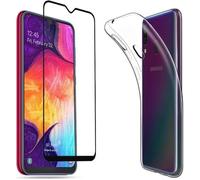 Coque Samsung Galaxy A40 + Verre Trempé 5D,Protection Ecran Vitre Film Couverture Complète