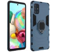 Coque Samsung Galaxy A51 Bi-matière Bague Support Vidéo bleu gris