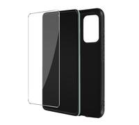 Coque Samsung Galaxy A52 et A52s Souple Noir et Verre Trempé 9H Transparent