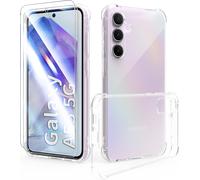 Coque Samsung Galaxy A55 5g (6,6'') Transparente Tpu Souple Antichoc - Kit 2 Verres Trempés, Bumper Protecteur, Recharge Sans Fil