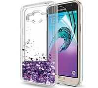 Coque Samsung Galaxy J3 2016 Glitter Étui, Mince Brillant Bling Coeur Mignon Silicone Paillette TPU Bumper 3D Liquide Quicksands Housse Cristal Clair Shiny Étincelle Transparente Antichoc Cover
