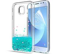 Coque Samsung Galaxy J3 2017 Glitter Étui, Mince Brillant Bling Coeur Mignon Silicone Paillette TPU Bumper 3D Liquide Quicksands Housse Cristal Clair Shiny Étincelle Transparente Antichoc Cover