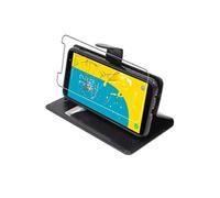 - Coque Samsung Galaxy J6 2018 SM-J600F Etui Housse Portefeuille PU Cuir, Noir + Film protection écran en VERRE Trempé [Dimensions PRECISES