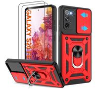 Coque Samsung Galaxy S20 FE 5G/4G(Pas S20) - Housse Militaire Antichoc [2 HD TPU Film + Anneau] - Protection 360° PC Dur & Gel Silicone TPU - Étui pour S20 FE - Résistance Chocs, Rouge