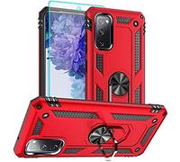 Coque Samsung Galaxy S20 FE avec Film Protection, 360 Full Body Protection PC Dur Anti-Chut Renforcée Armor Antichoc pour Samsung Galaxy S20 FE Rouge