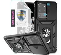 Coque Samsung Galaxy S20 Ultra - Antichoc Rigide Pc/Tpu Avec Film Écran Inclus - Support Métal 360° Rotatif & Cache Appareil Photo Coulissant