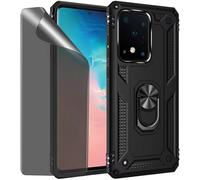 Coque Samsung Galaxy S20 Ultra Noir Avec Verre Trempé Anti¿Espion (Vie Privée) - Antichoc, Support Anneau 360° & Patch Magnétique